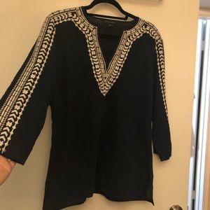 346 Brooks Brothers Navy and White Linen Tunic